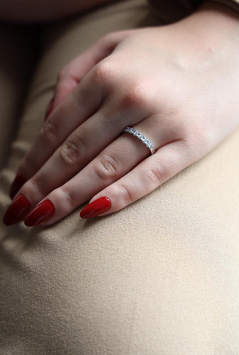 Bague 55 Bague Demi alliance Or blanc Diamant 58 Facettes 2601751CN