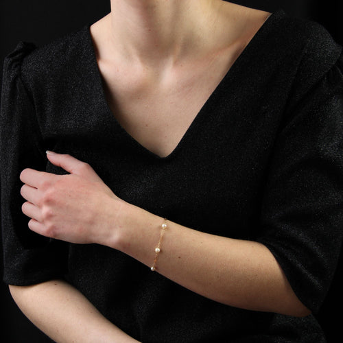 Bracelet Bracelet or jaune et perles de culture 58 Facettes CVBR27