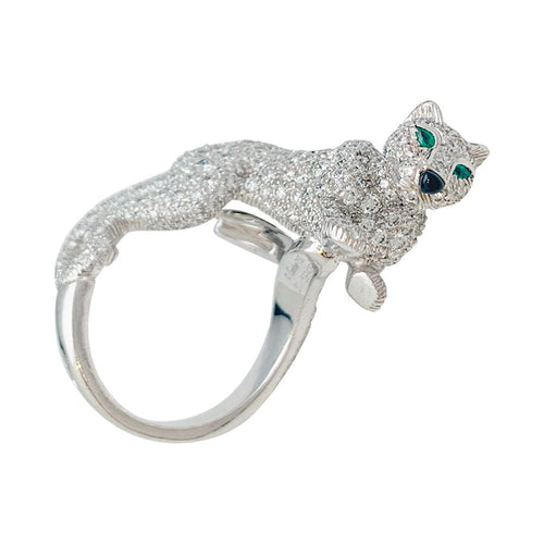 Bague 51 Bague Haute Joaillerie Cartier, "Panthère de Cartier", or blanc, diamants. 58 Facettes 31543