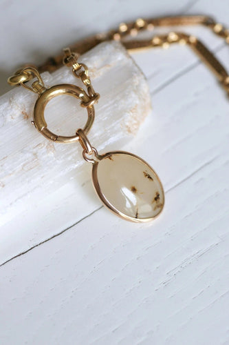 Pendentif Pendentif vintage or rose et agate dendritique 58 Facettes