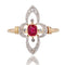 Bague 56 Bague ancienne rubis diamants trèfle élancé 58 Facettes 22-567