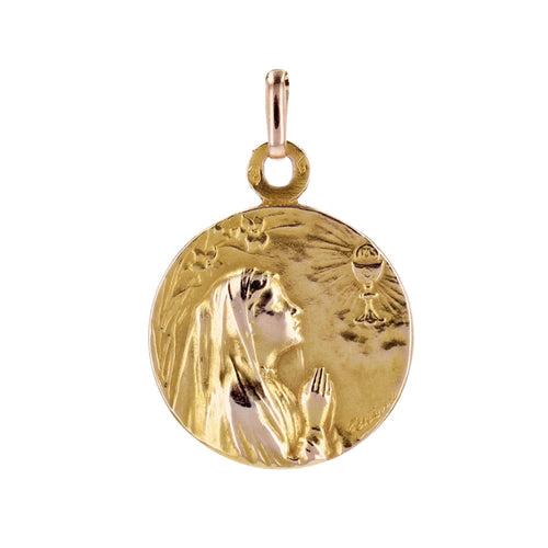 Pendentif Médaille ancienne Vierge en prière et calice 58 Facettes 22-419B