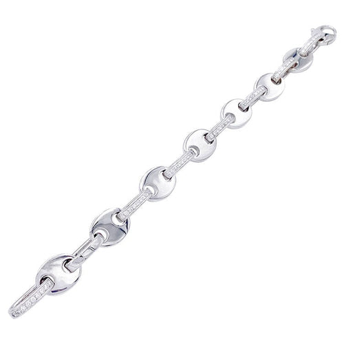 Bracelet Bracelet fantaisie, or blanc, diamants. 58 Facettes 32204
