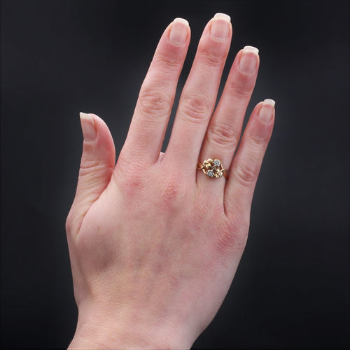 Bague 57 Bague 3 ors motifs floraux ancienne 58 Facettes 22-447B