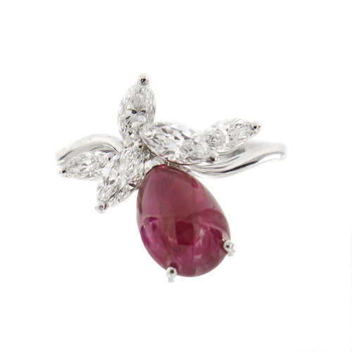 Bague 59 Bague rubis cabochon et diamants 58 Facettes 33076