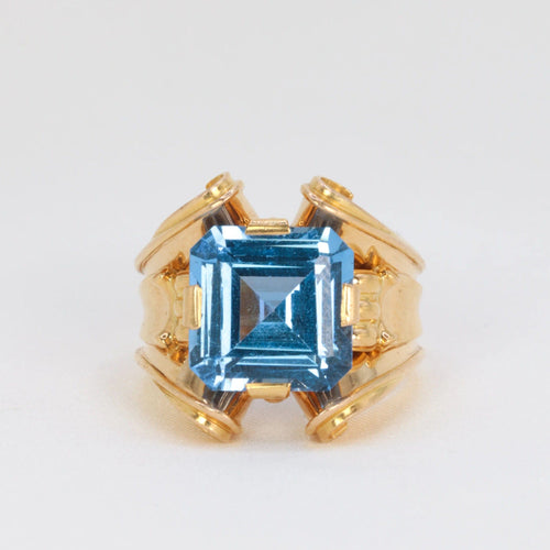 Bague Bague cocktail vintage en or et pierre bleue 58 Facettes 725