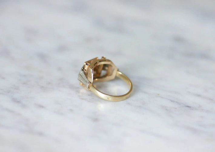 Bague 54 Bague Tank Art Déco deux ors diamant 58 Facettes