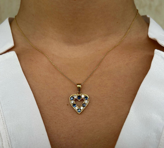 Pendentif PENDENTIF COEUR  DIAMANTS & SAPHIRS 58 Facettes BO/220107