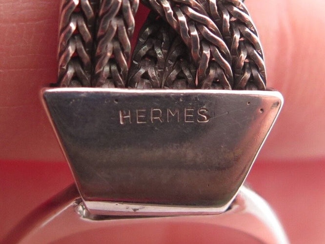 Bracelet vintage bracelet HERMES etrier sellerie argent 800 maille tressee 58 Facettes 254704