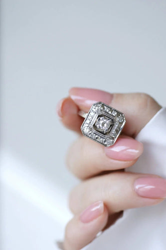Bague Bague de fiançailles diamant Art Deco octogonale 58 Facettes
