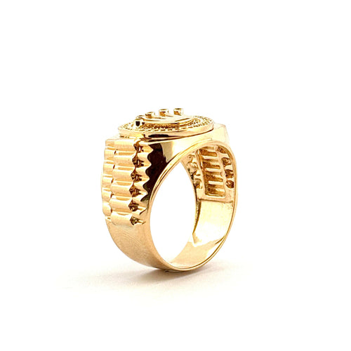 Bague 63 Chevalière couronne en or jaune 18 carats et zirconium 58 Facettes