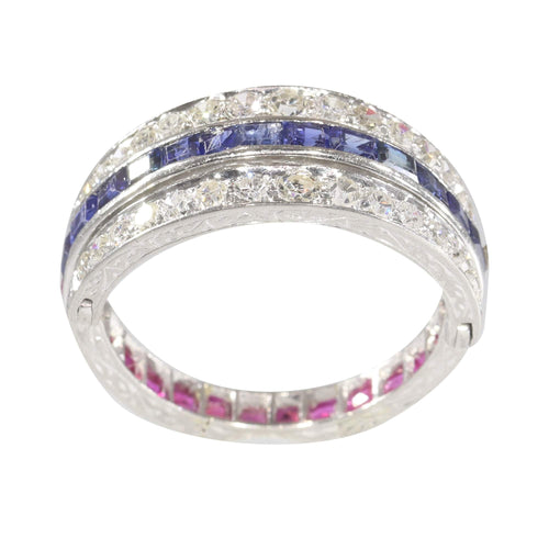 Bague 54 Alliance, rubis, saphirs, diamant 58 Facettes 22350-0261