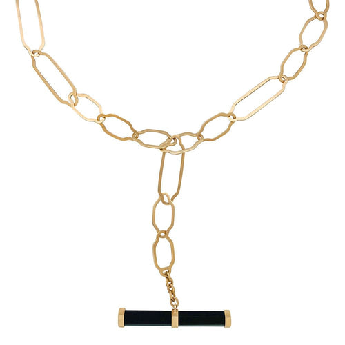 Collier Sautoir Pomellato, "Victoria", or rose, jais. 58 Facettes 33269