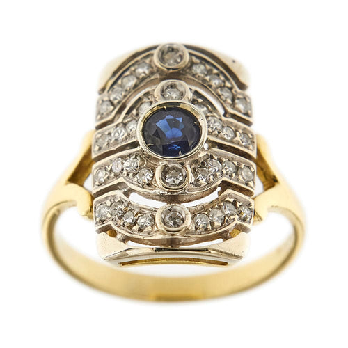 Bague 56 Bague rectangulaire Saphir Diamants 58 Facettes 29610