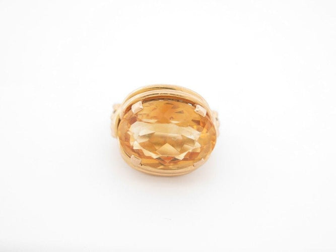 Bague 49 bague sertie cabochon pierre citrine en or jaune 18k 58 Facettes 258282