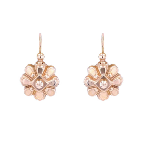 Boucles d'oreilles Dormeuses anciennes or rose 58 Facettes 21-678B