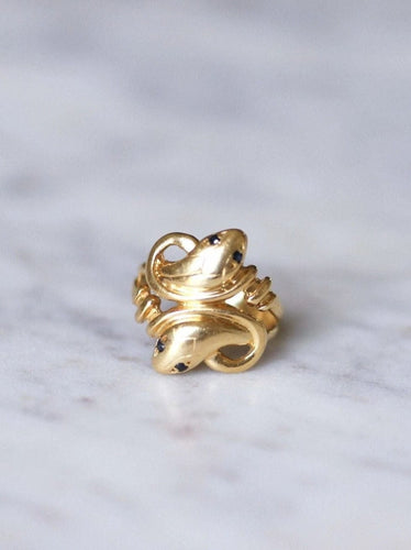 Bague Serpents enroulés or et saphirs 58 Facettes