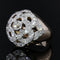 Bague 48 Bague boule ajourée d'un décor de fleur et diamants 58 Facettes 21-620