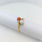 Bague 54 Toi et Moi en or jaune diamants Perle Corail 58 Facettes 25163