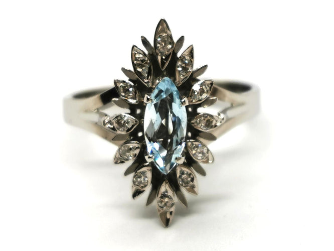 Bague 51 Bague Or blanc Aigue marine 58 Facettes 1752576CN