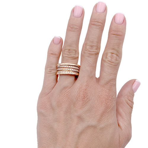 Bague 55 Bague Bulgari, "B.Zero1", or rose et diamants. 58 Facettes 32955
