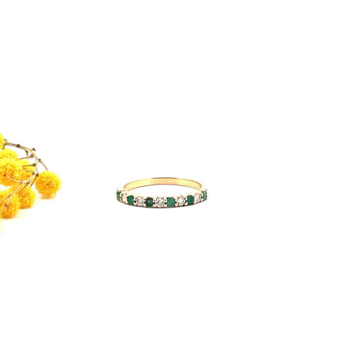 Bague Alliance émeraudes et diamants 58 Facettes