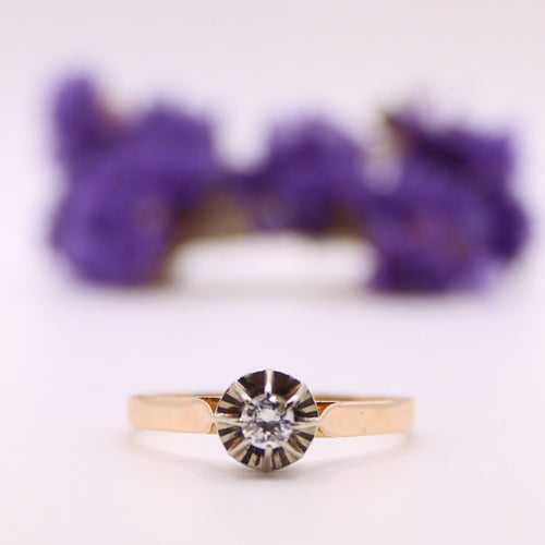 Bague Bague Solitaire serti soleil Diamant deux Ors 58 Facettes