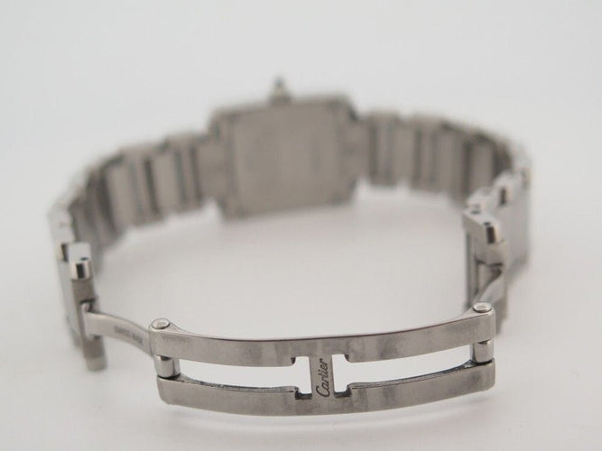 Montre montre CARTIER tank francaise pm acier quartz + etui lady 58 Facettes 255322