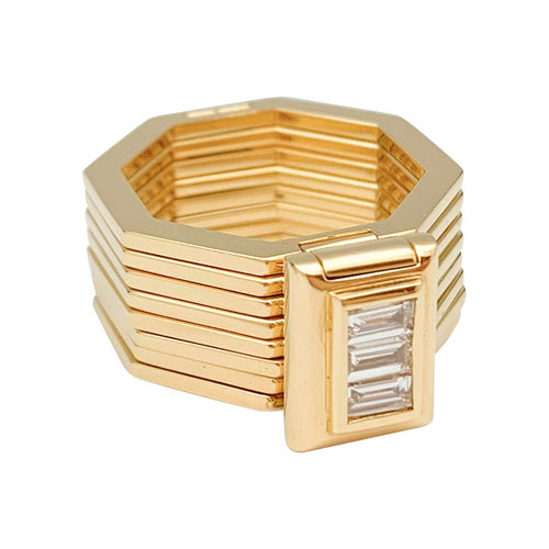Bague 52 Poiray, "Bague Bracelet", or jaune, diamant. 58 Facettes 31417