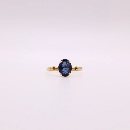 Bague Bague Belle époque or jaune verre bleu ovale 58 Facettes