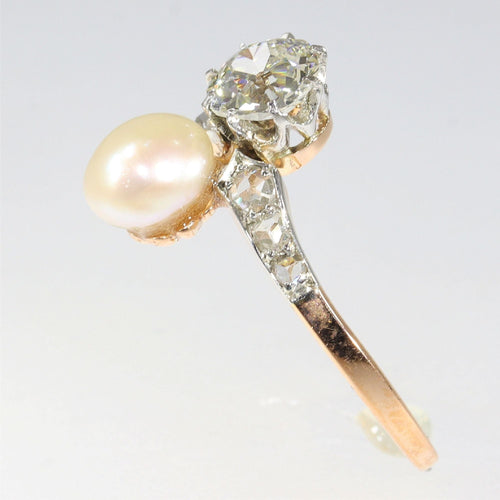 Bague 58 Bague Toi & Moi diamants et perle 58 Facettes 22327-0067