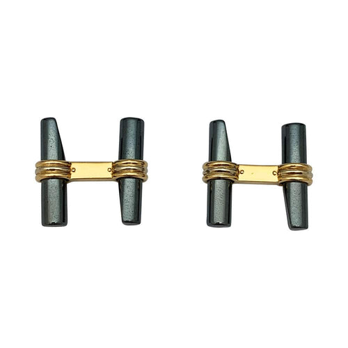 Boutons de manchette Boutons de manchette Van Cleef & Arpels en or jaune, quartz et hématites. 58 Facettes 31048