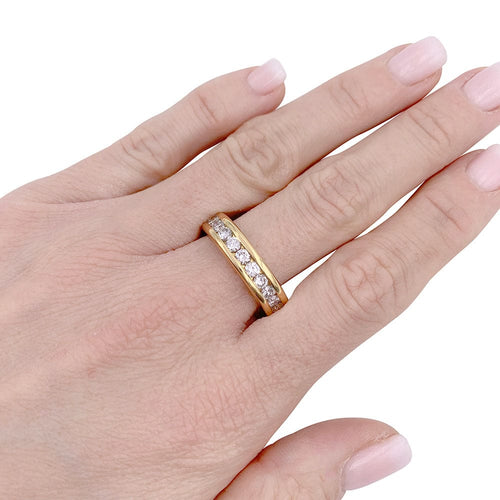 Bague 61 Alliance tour complet or jaune, diamants. 58 Facettes 32207