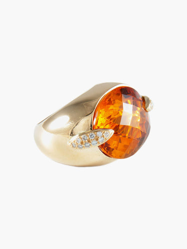 Bague 52 Bague Or jaune Citrine Diamants 58 Facettes