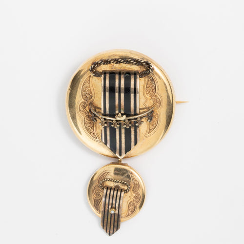 Broche Broche en or 14 carats et émail 58 Facettes