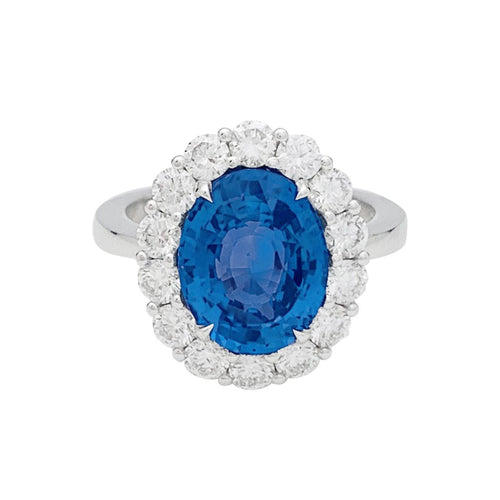 Bague Bague saphir 5,53 carats, entourage diamants. 58 Facettes 31198