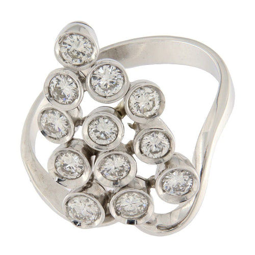 Bague 66 Bague Grappe or blanc Diamants 58 Facettes G3463