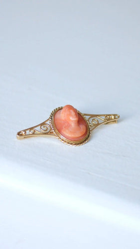 Broche Broche or jaune camée corail 58 Facettes