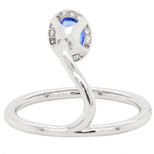 Bague 51 Bague or blanc saphirs bleus diamants 58 Facettes 61100040