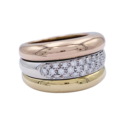 Bague 51 Bague Cartier trois ors et diamants. 58 Facettes 32477