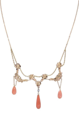 Collier COLLIER DRAPERIE ANCIEN CORAIL ET DIAMANT 58 Facettes 076131