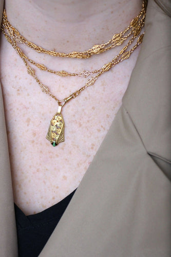 Pendentif Pendentif Art Déco fleur or jaune et émail 58 Facettes