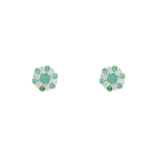 Boucles d'oreilles Puces d'oreilles émeraudes diamants 58 Facettes 21-513