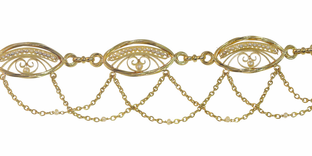 Collier Collier en filigrane d'or, perles de graines naturelles 58 Facettes 23039-0116