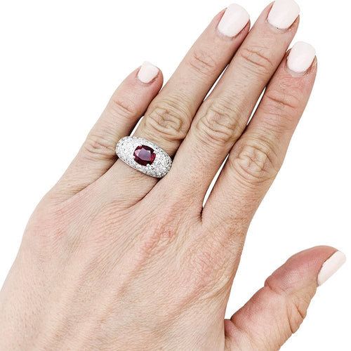 Bague 49 Bague jonc pavage diamant, rubis 1,78 carats. 58 Facettes 30945