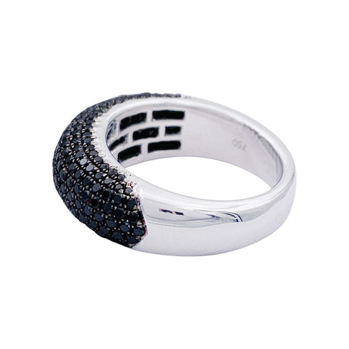 Bague 54 Bague jonc or blanc, diamants noirs. 58 Facettes 33052