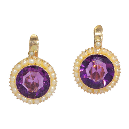 Boucles d'oreilles Boucles d'oreilles améthyste perles 58 Facettes 23240-0487