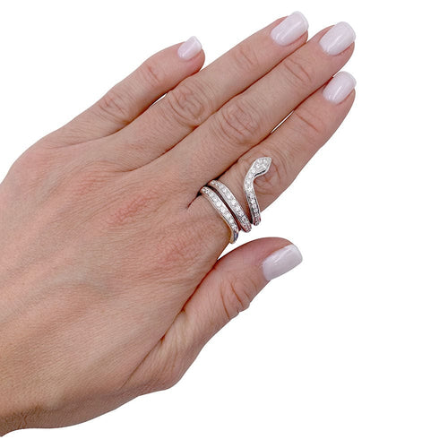 Bague 56 Bague serpent or blanc, diamants. 58 Facettes 32320