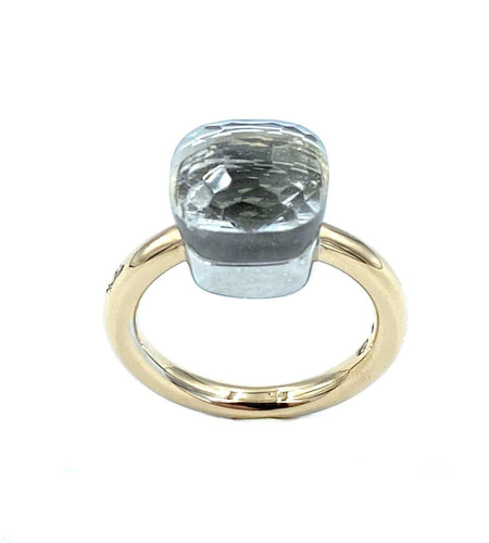 Bague POMELLATO. Collection Nudo classic, bague 2 ors et topaze blanche 58 Facettes