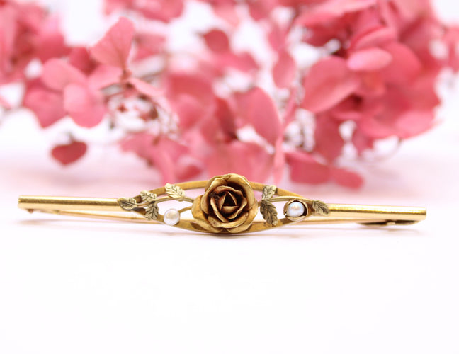 Broche Broche Art Déco Motif floral et perles fines 58 Facettes